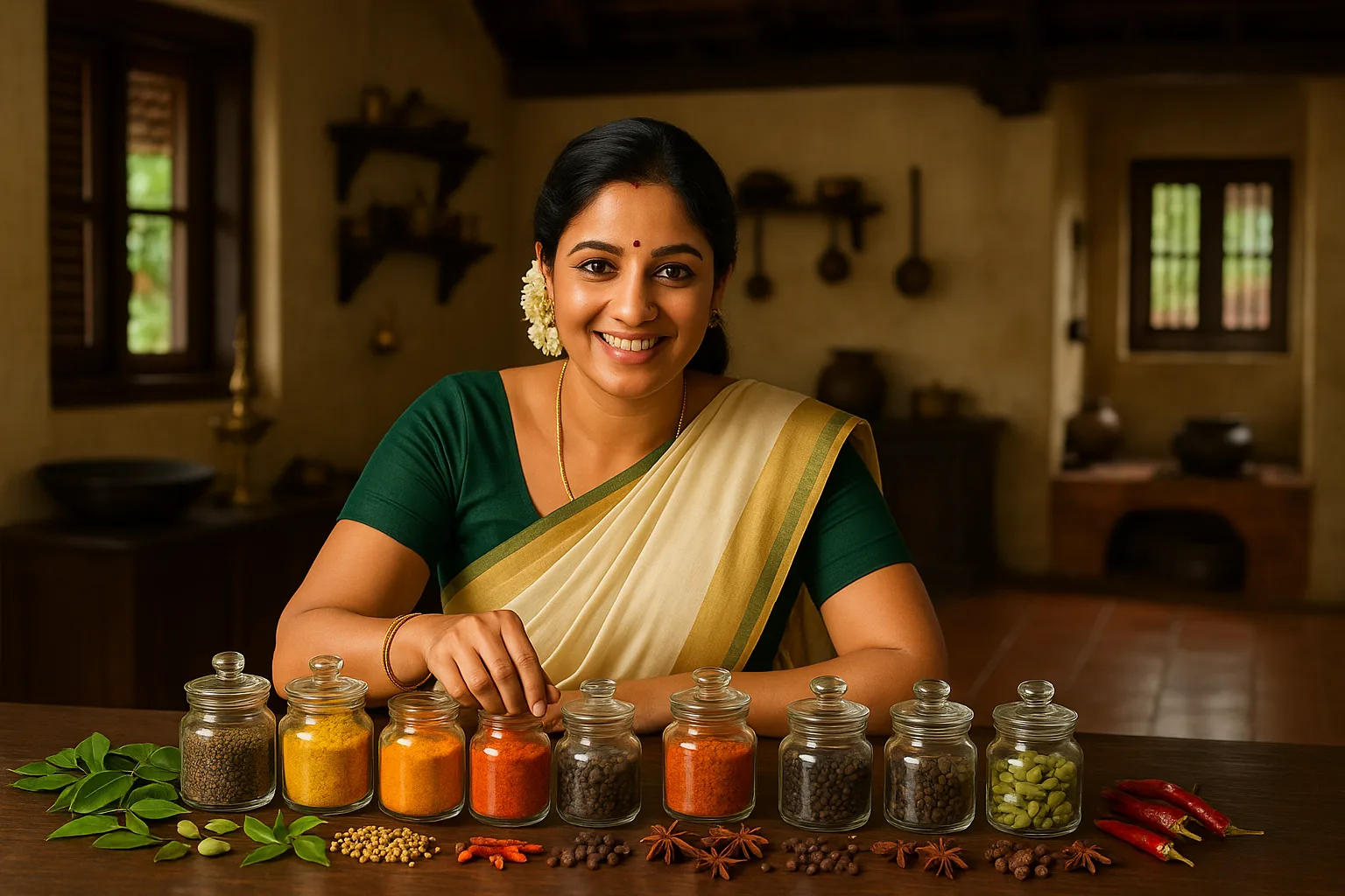 20250826_2339_Kerala Kitchen Spice Display_simple_compose_01k3ks15fqf50tn34c9tm0zbcm
